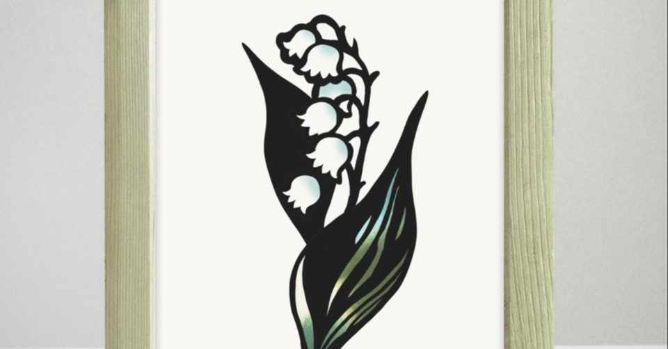 フリー図案no 012 スズラン の切り絵 華色切絵 平石智美のカラー切り絵を楽しむnote Note