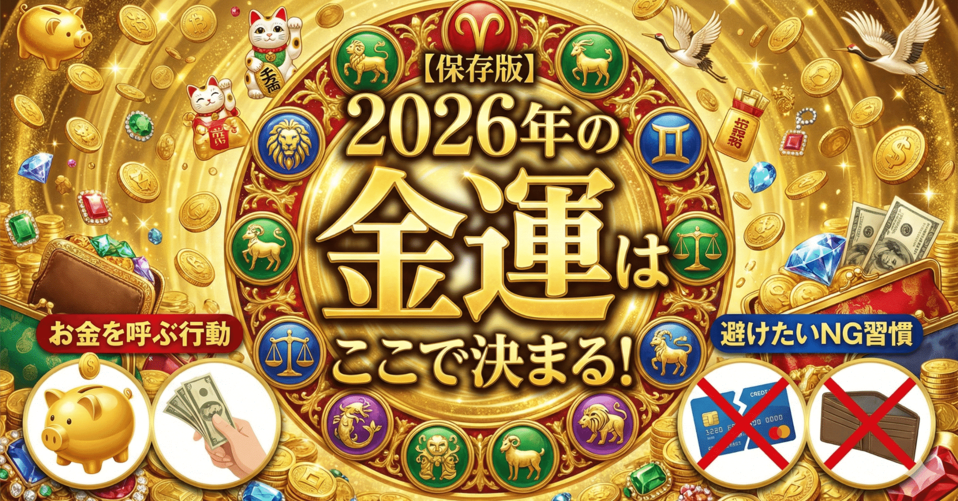 保存版】2026年の金運はここで決まる！星座別・お金を呼ぶ行動＆避け