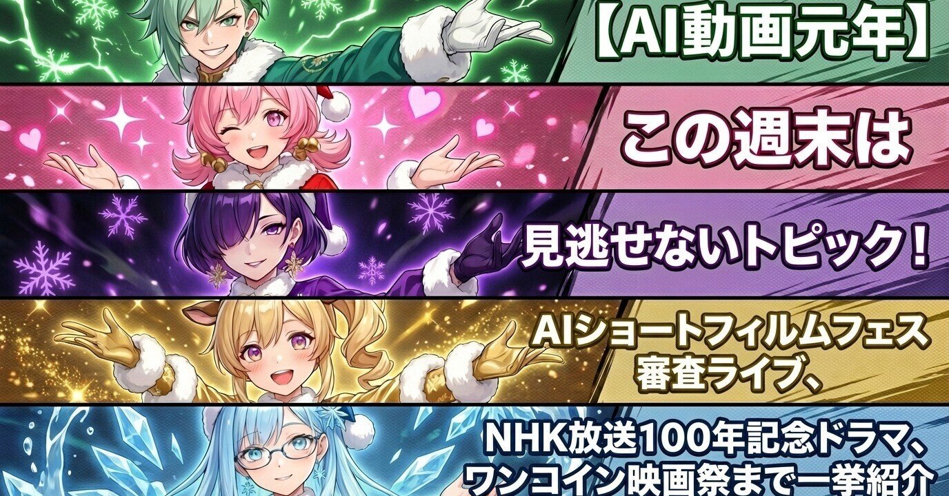 Cover Image for [AI Video First Year] Can't Miss This Weekend! AI Short Film Fest Judging Live, NHK Broadcasting 100th Anniversary Drama, and One-Coin Film Festival!