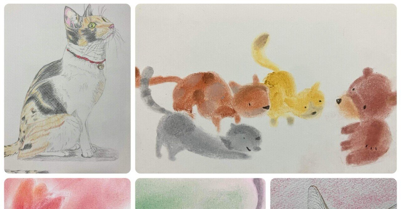猫の絵 色鉛筆画 原画 送料無料 「猫の絵no.74」 原画 フレーム付き 色鉛筆画（アート作品