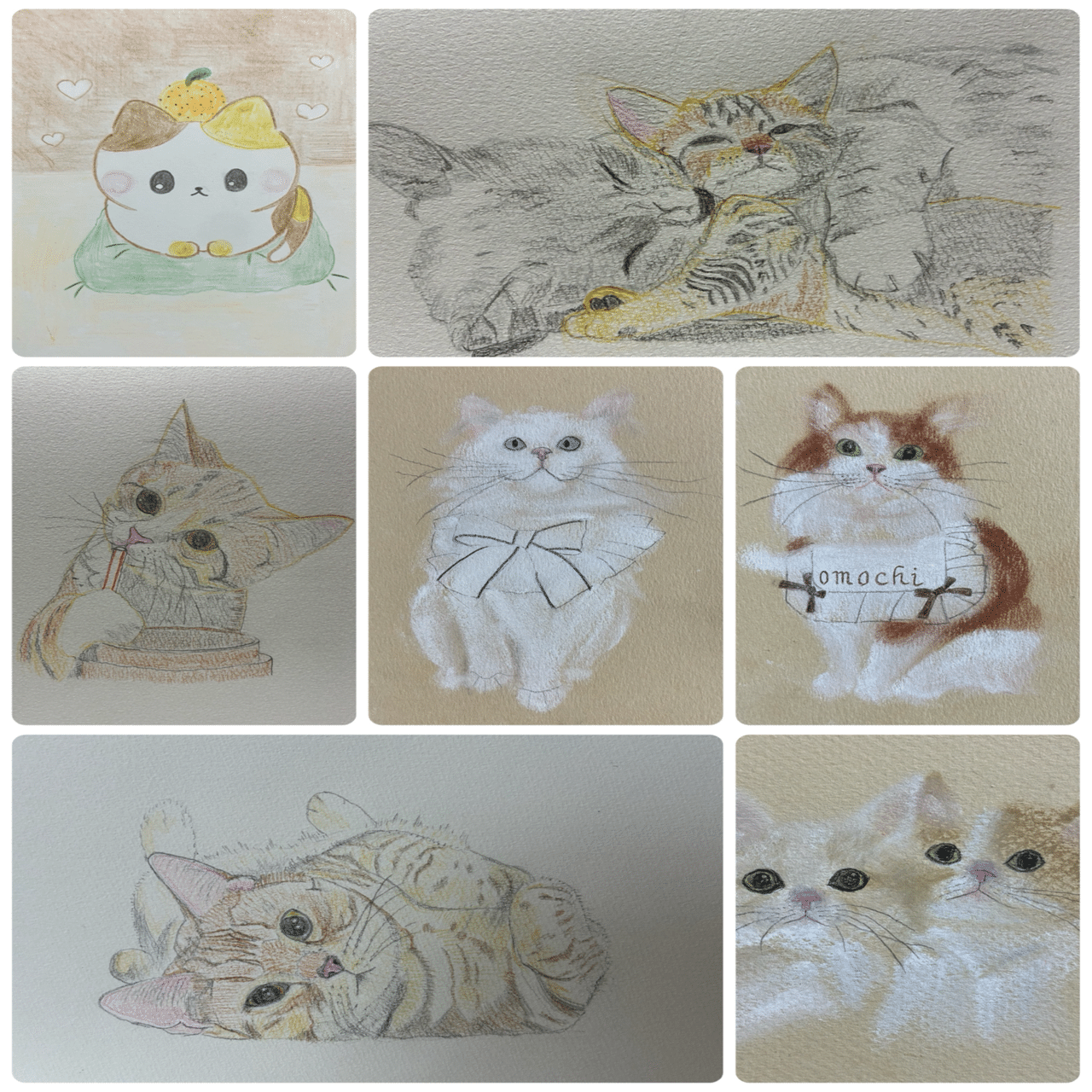 色鉛筆画「耳を傾ければSilent nightほら聴こえる」「秋めく」原画 猫 色鉛筆画「耳を傾ければSilent nightほら聴こえる」「秋めく」原画 猫