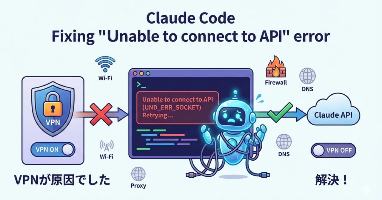 Claude Codeが「Unable to connect to API」エラーで動かない時の解決法｜shogaku