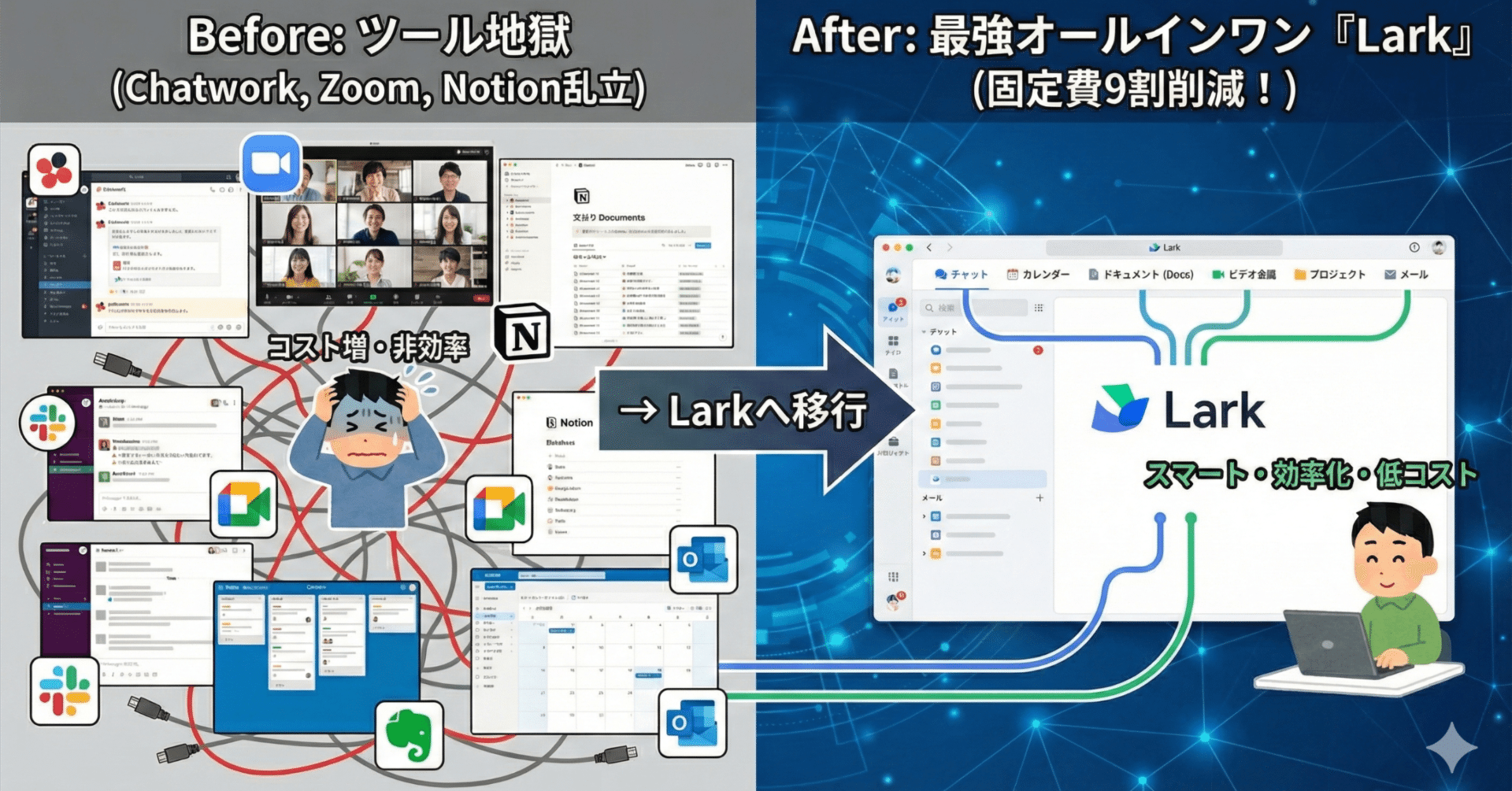 Chatwork・Zoom・スプシが1つに？オールインワンのLarkが最強すぎた