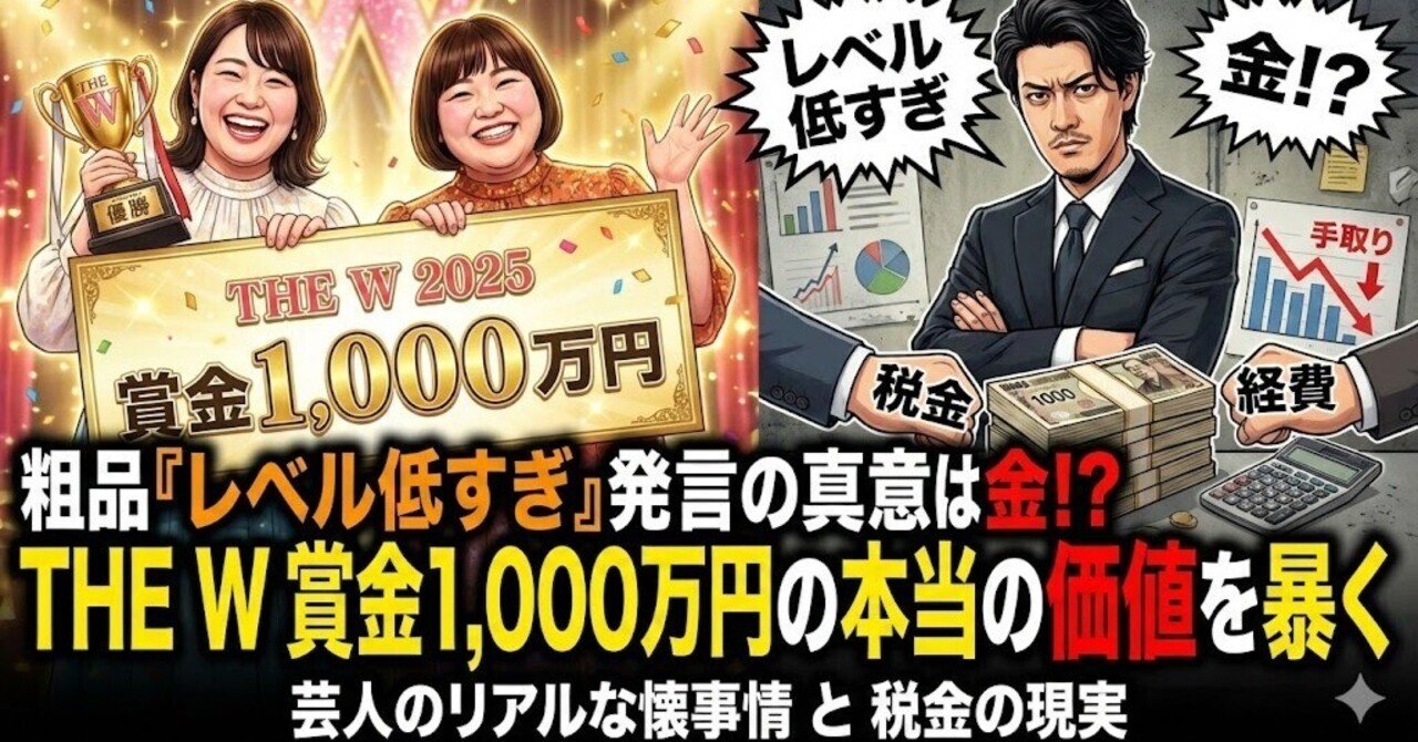 粗品『レベル低すぎ』発言の真意は金！？“THE W”賞金1,000万円の本当の