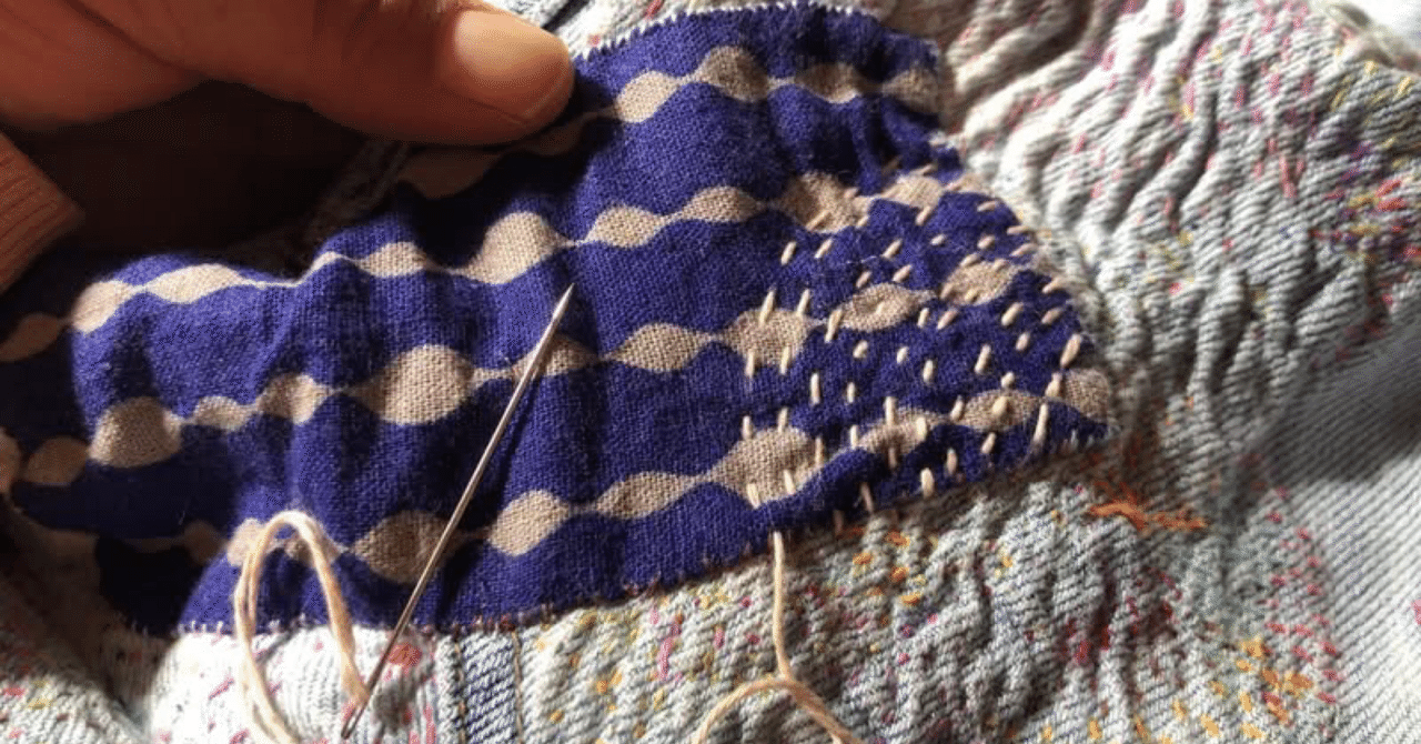 ファブラカダブラ ジャケット 刺し子 ステッチ 刺繍 カンタ インド 刺し子も可愛いかも！インドのカンタ刺繍も好き。”好き”は似たものと