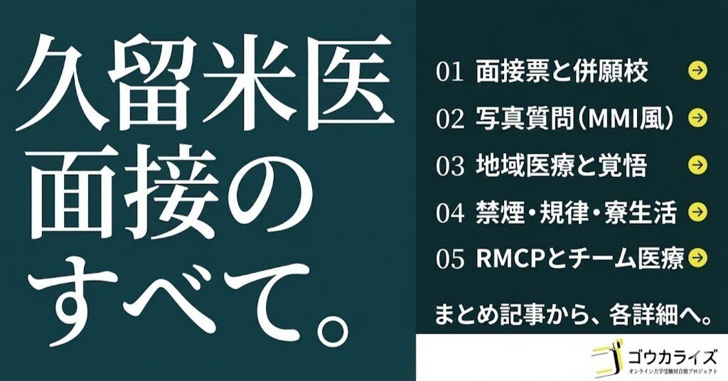 久留米大学医学部】 面接の全体像：個人面接（1対3・10分）×面接票