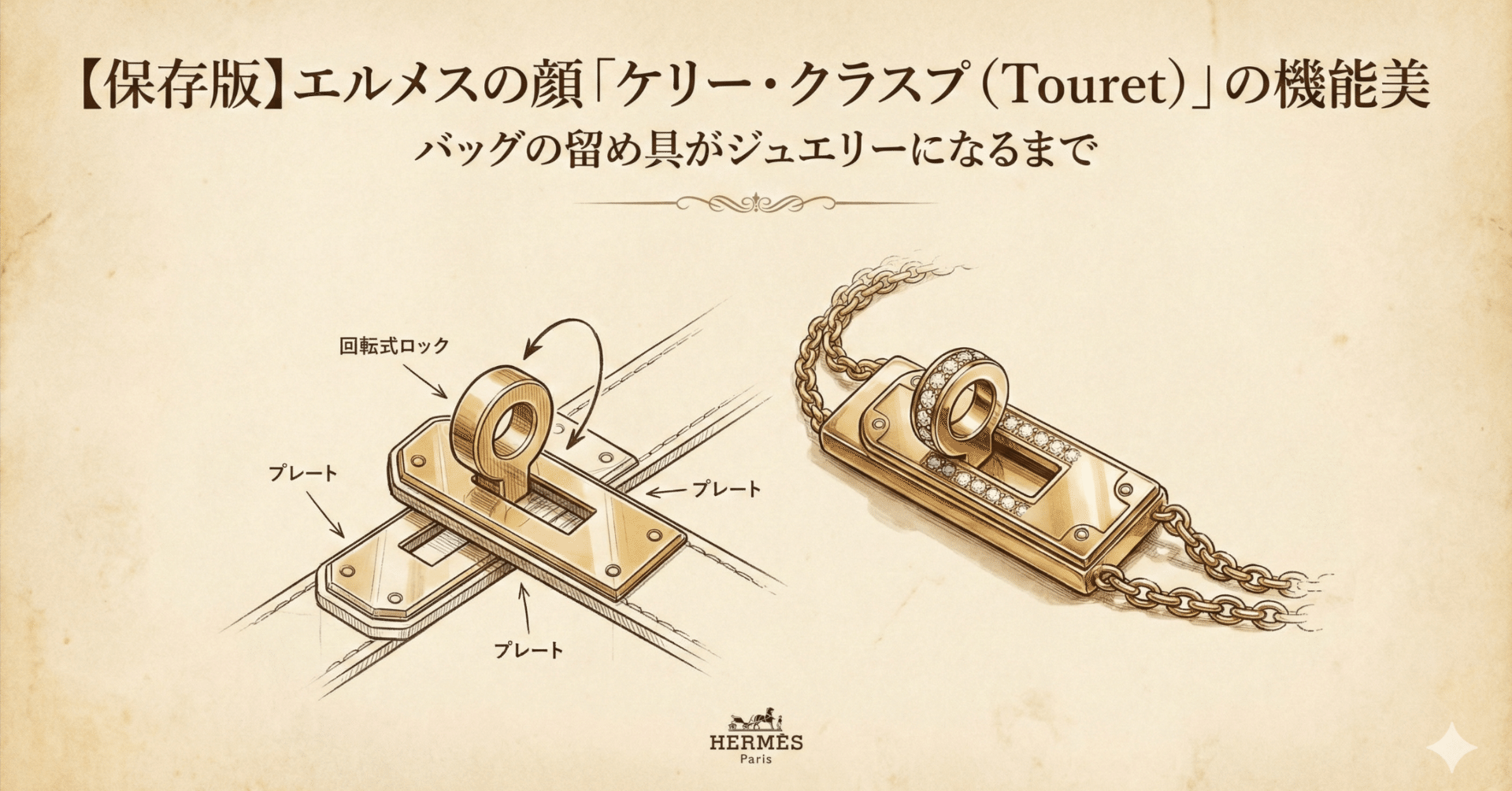 保存版】エルメスの顔「ケリー・クラスプ（Touret）」の機能美：バッグ