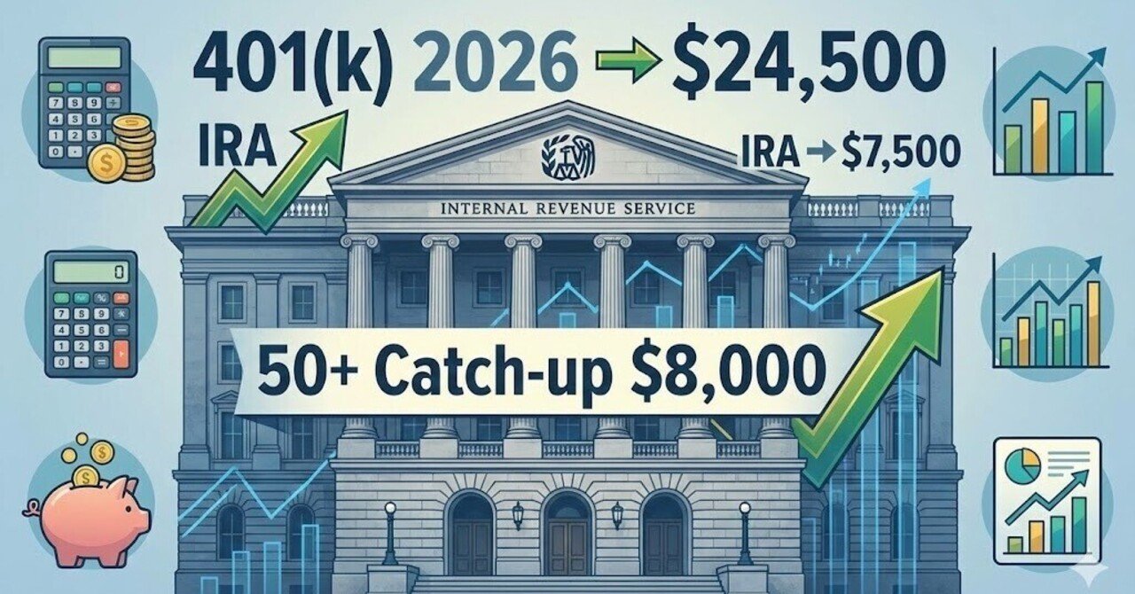📰 【APNEWS】IRSが401(k)などの拠出限度額を引き上げ—2026年分｜DailyNews