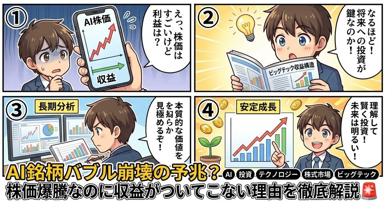 AI銘柄バブル崩壊の予兆？株価爆騰なのに収益がついてこない理由を徹底解説🚨｜コジマ