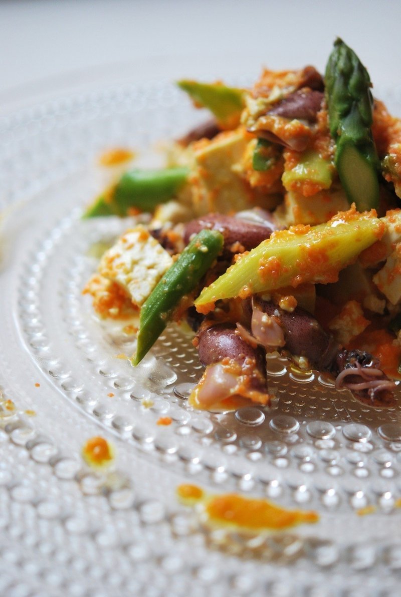 ホタルイカとアスパラの人参ドレッシング いこまゆきこ 料理家 食まわりのあれこれ Note ホタルイカとアスパラの人参ドレッシング いこまゆきこ 料理家 食まわりのあれこれ Note