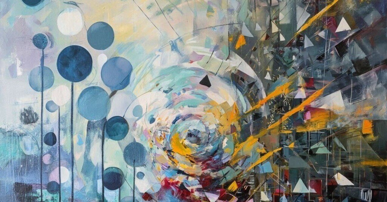 AI画像 de 抽象主義の油彩画（孤独と喧騒、悲しみと希望）｜茜町春彦
