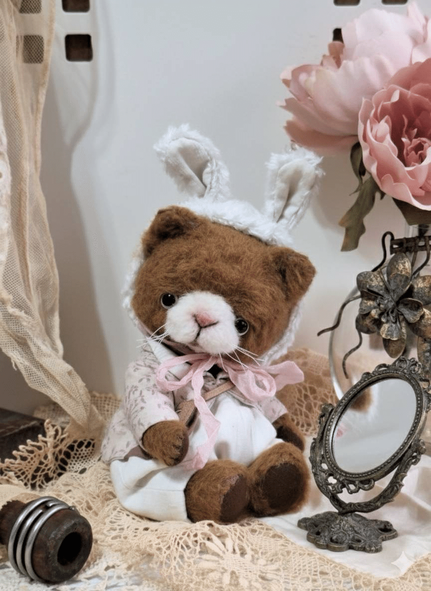 テディベア 作家 pan様ネコとウサギ うさぎに憧れるネコちゃん「ミミ」のものがたり｜S・Y・K bear