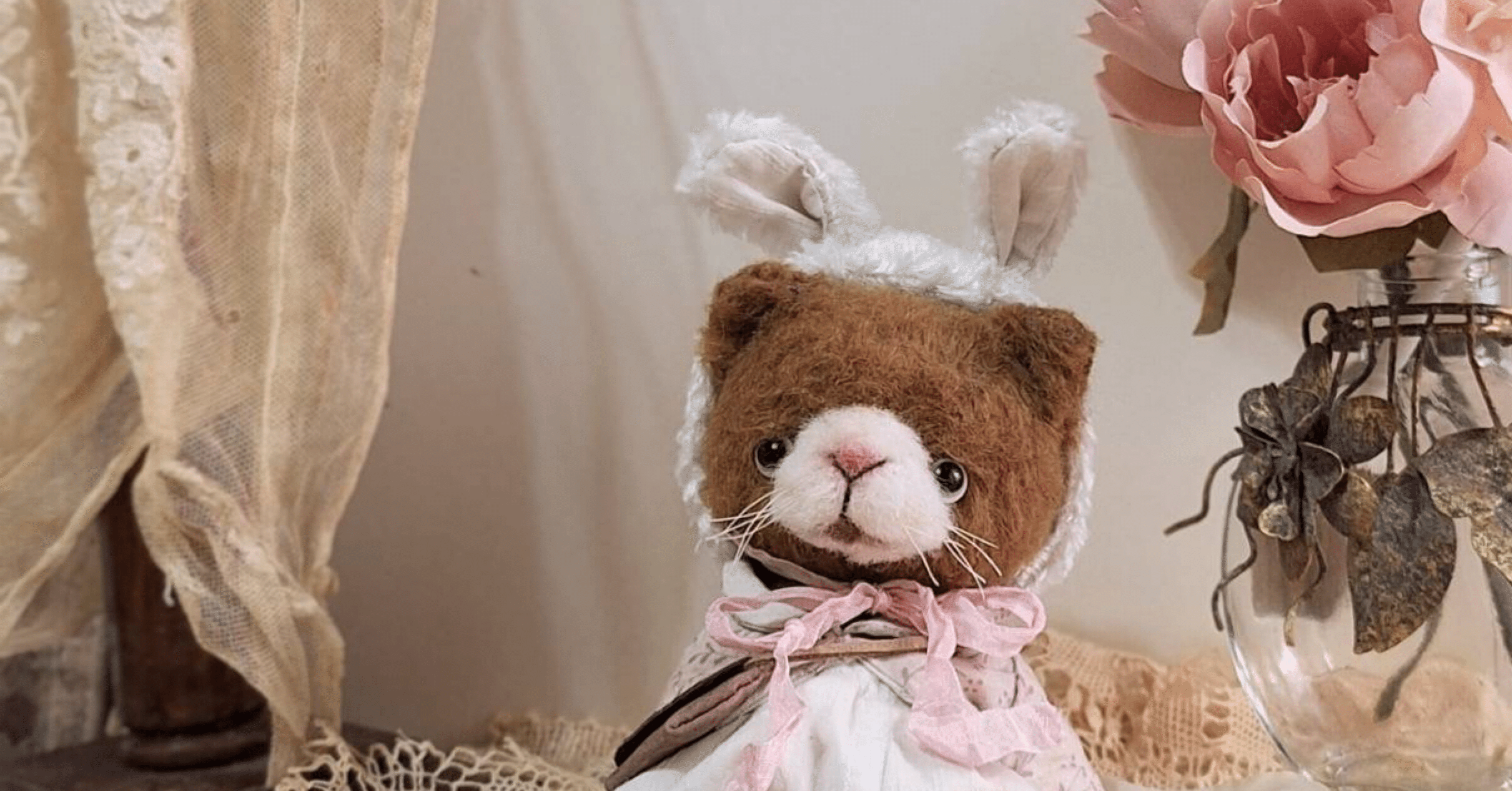 テディベア 作家 pan様ネコとウサギ うさぎに憧れるネコちゃん「ミミ」のものがたり｜S・Y・K bear