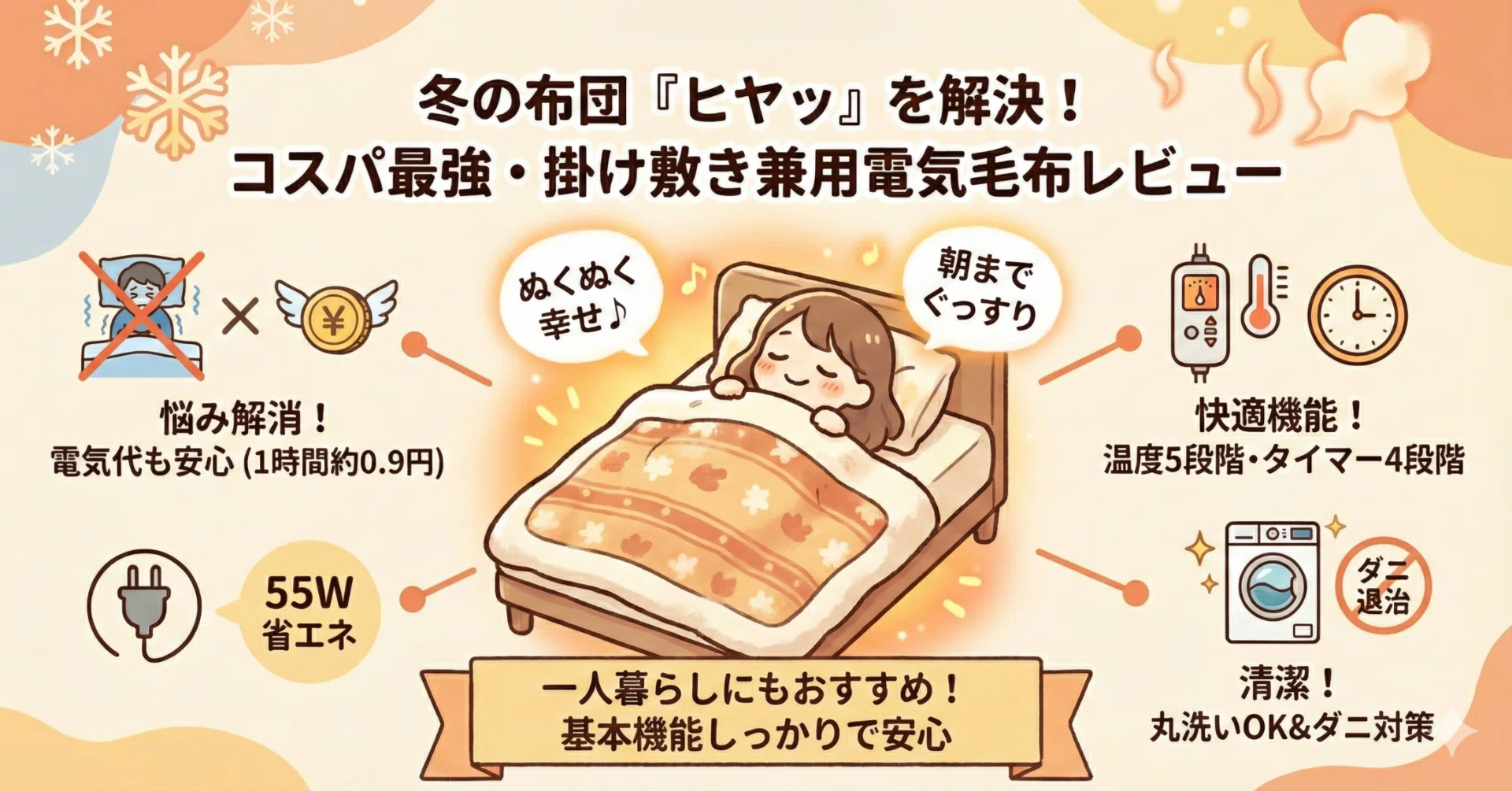 電気毛布選び｜掛け敷き兼用タイプを調べて分かった3つのポイント 