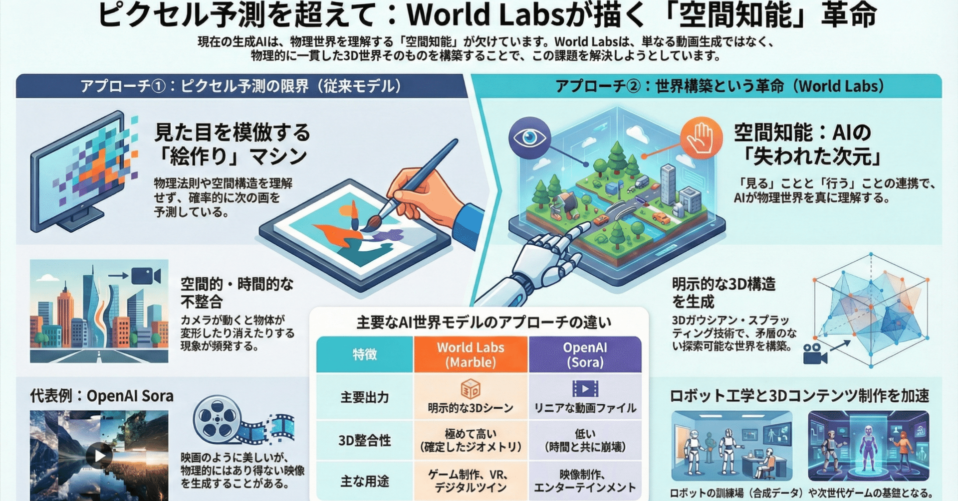 空間知能と大規模世界モデルのアーキテクチャ：World Labsが描く生成AIのパラダイムシフトと既存モデルとの徹底比較｜laboautomation