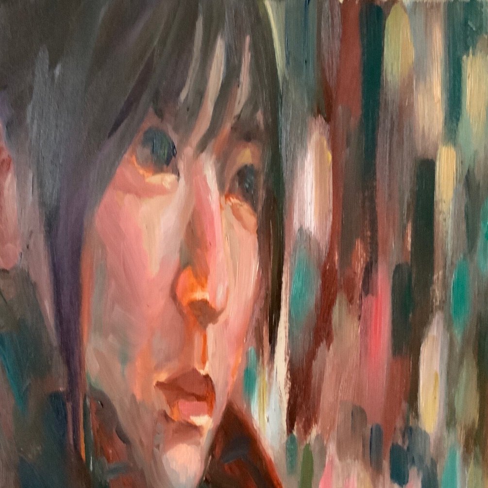 油彩『談話』 油絵 no.35 夜の街かど｜なお