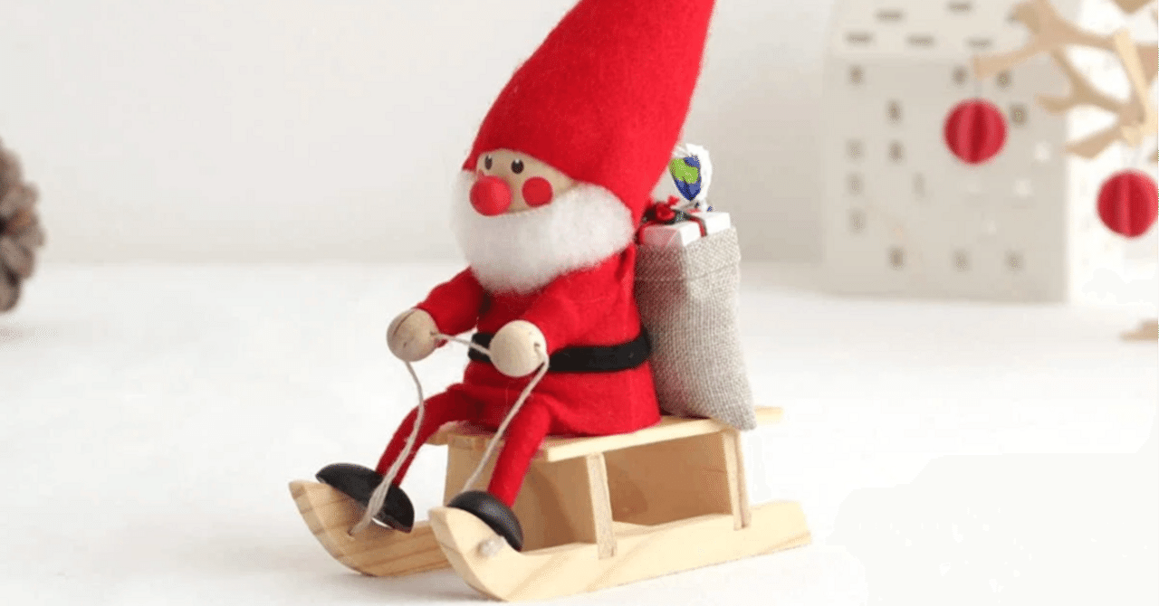 かわいい、みつけた。♡そりに乗ったサンタが可愛すぎて、目が合うたび