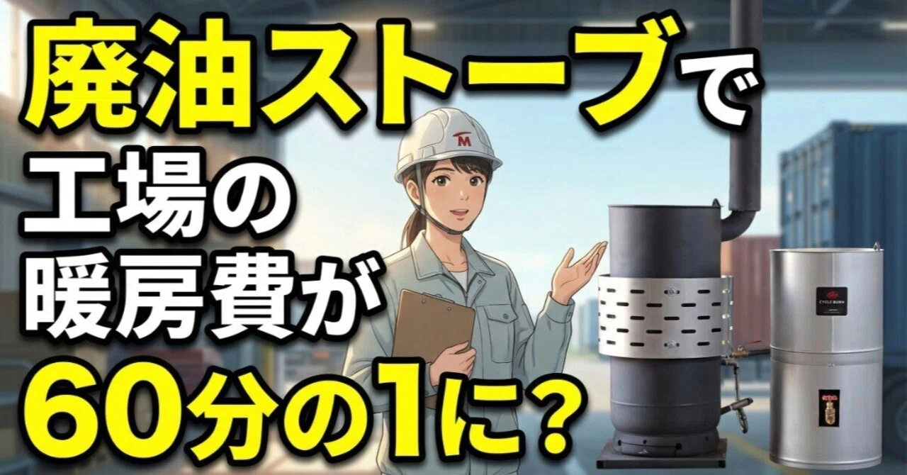 廃油ストーブで整備工場の暖房費が60分の1に？マル子が解説する