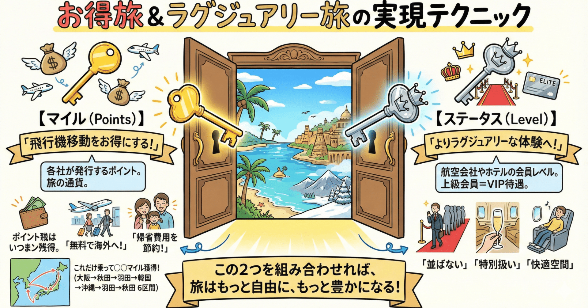 ANA🟦SFC修行やおトク旅の話を、AI(nano banana pro🍌)にグラレコ化し