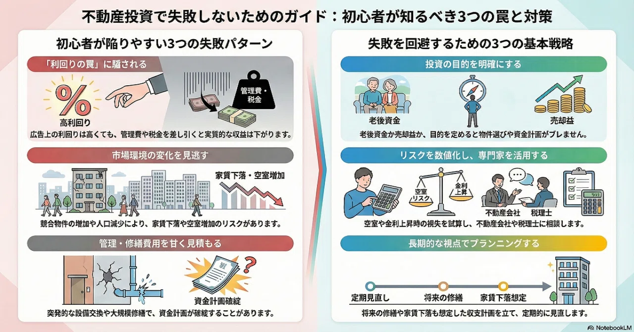 不動産投資」で失敗しないために！初心者が陥りやすい3つのパターンと