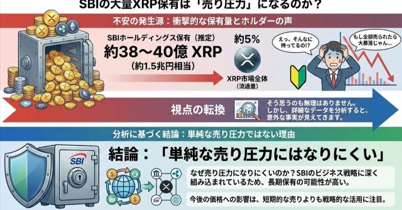 徹底解説】SBIが保有する「約40億XRP」は売り圧力になる？価格への影響と本当のリスク｜エム