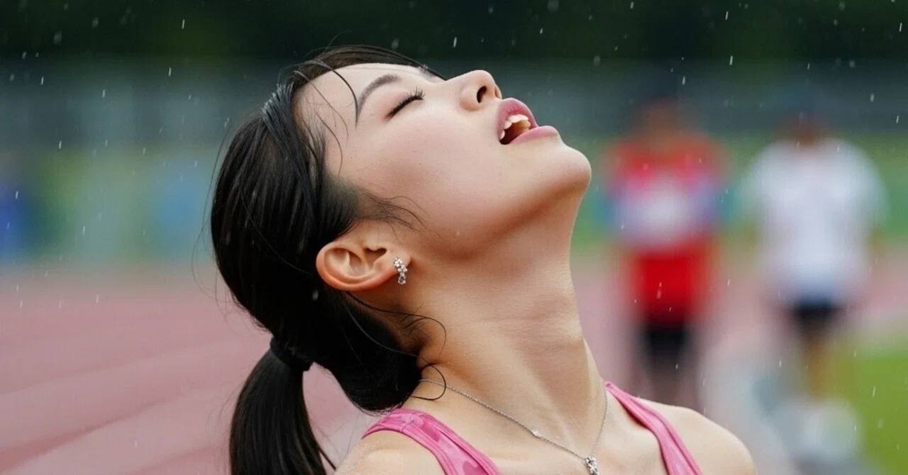 【メンバーシップ用記事画像集】雨の競技場で天を仰ぐAI美女集・・・｜お喋りモンスター爆顔 OSHYABAKU 究極のAI美女図鑑