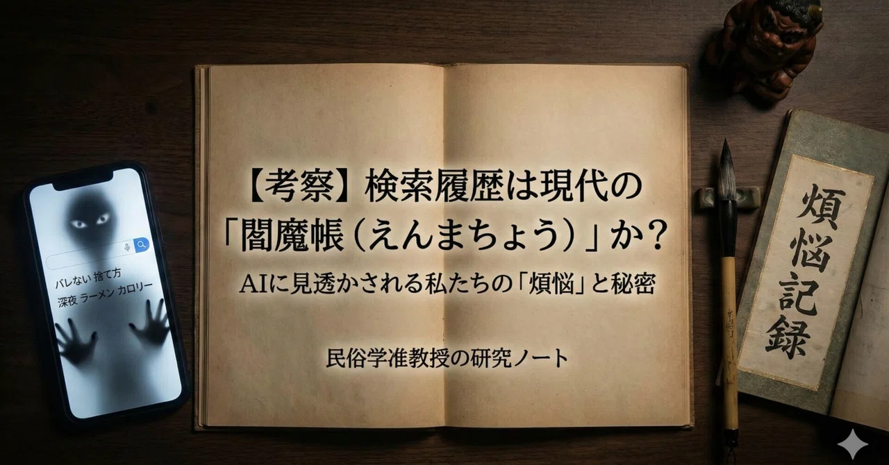 【考察】検索履歴は現代の「閻魔帳（えんまちょう）」か？――AIに見透かされる私たちの「煩悩」と秘密｜東条 紗季｜民俗学准教授