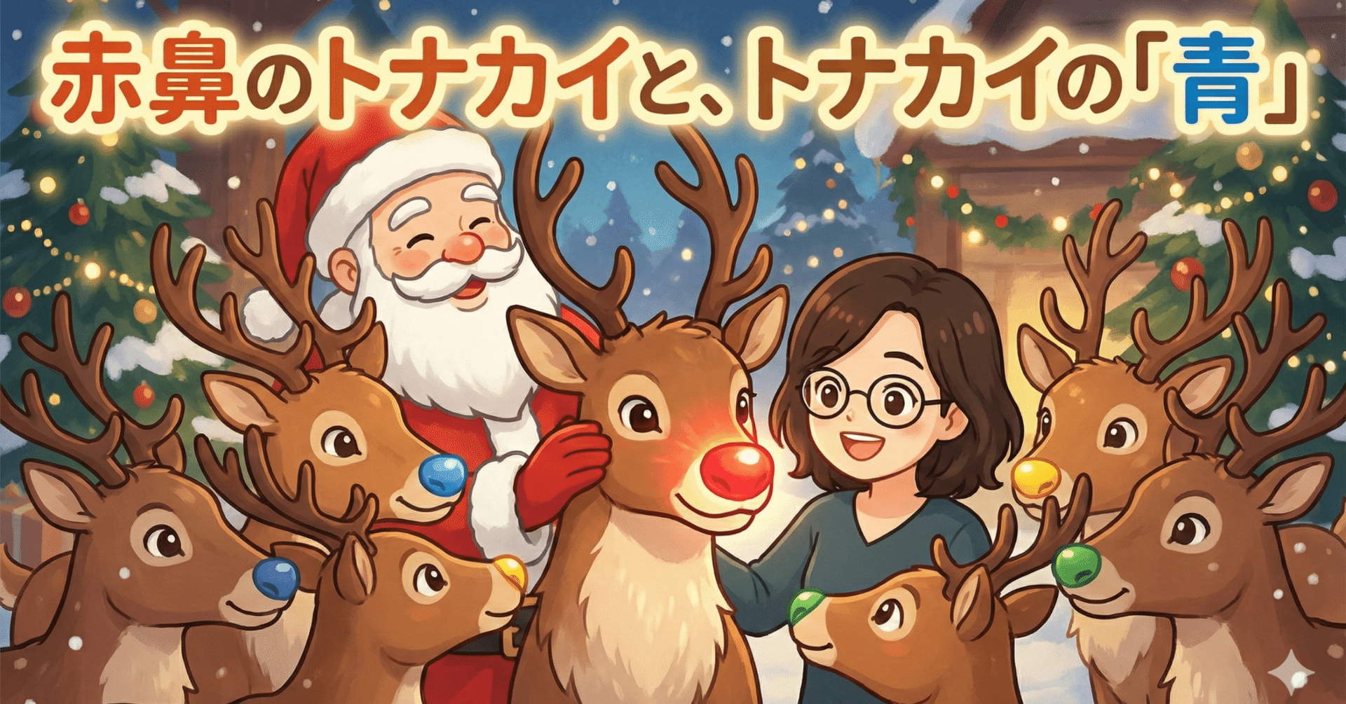 赤鼻のトナカイと、トナカイの「青」／トナカイLINEスタンプ作ってみ