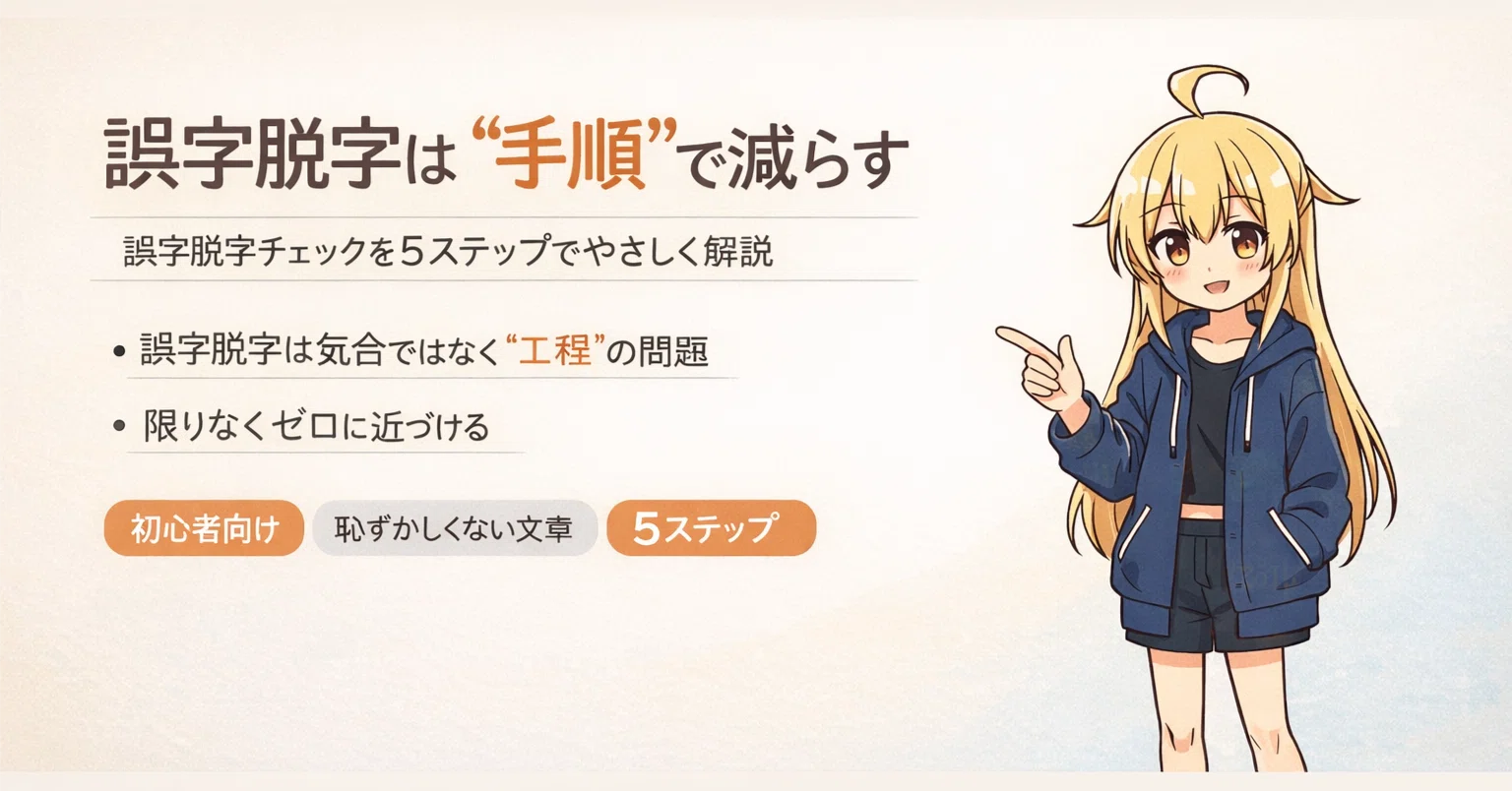 対策5選】誤字脱字は手順で減らそう｜WEBライター｜赤田たけし