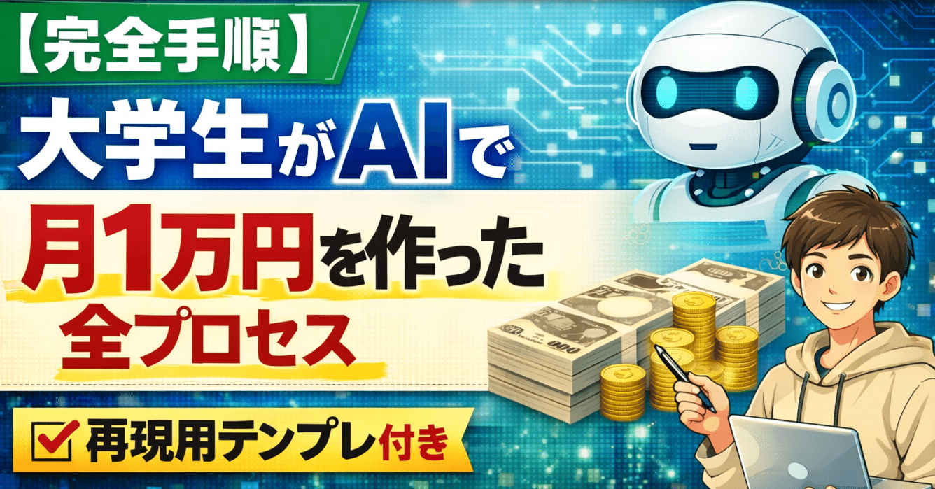 大学生｜AIを使って「月1万円」の副収入を作る具体手順 テンプレ付き｜全力ビットコイン男