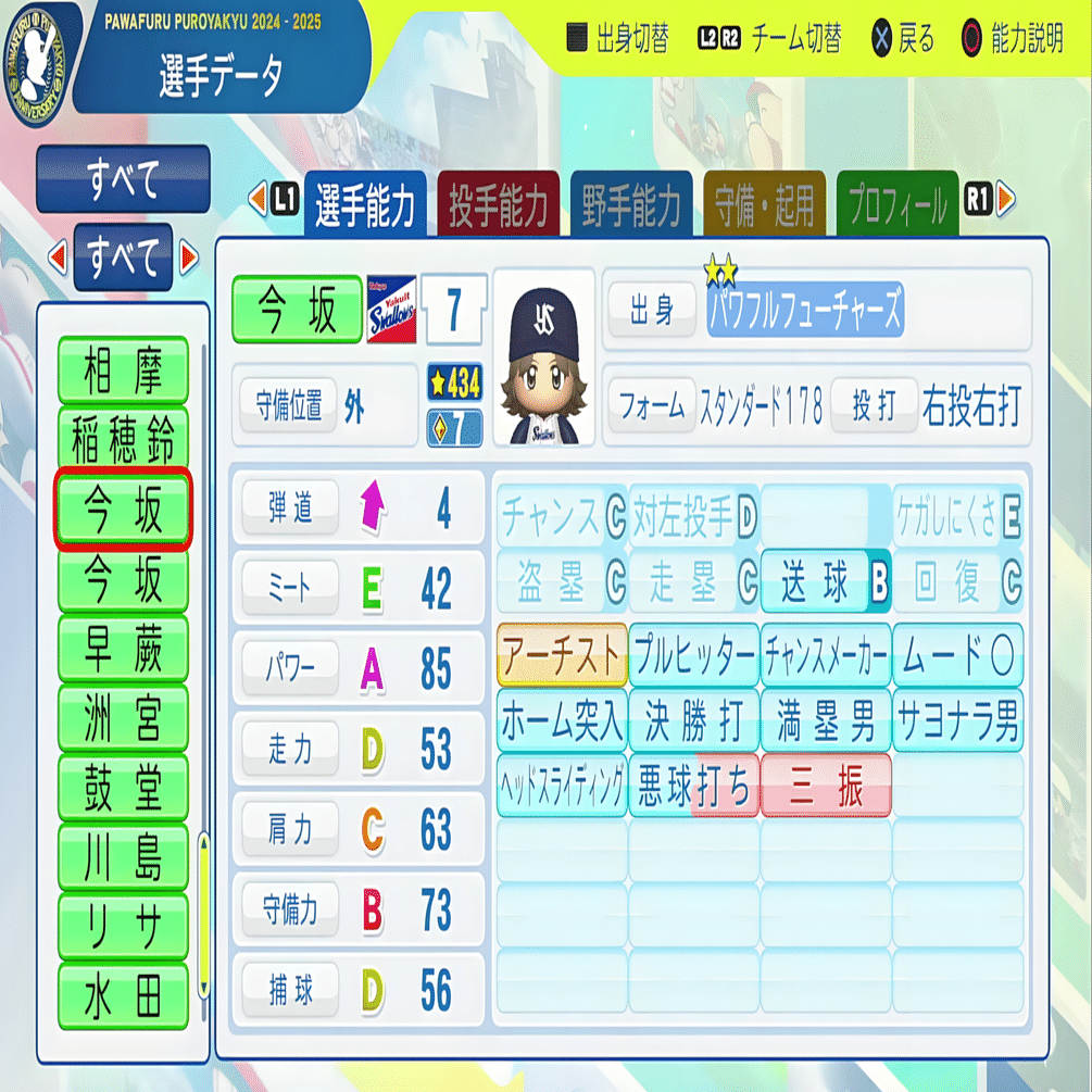 パワプロ2025 今坂 唯笑｜おもち