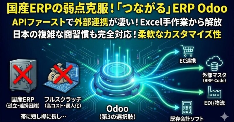 パッケージだと機能不足、スクラッチだと高すぎる。第3の選択肢「Odoo」が、日本の複雑な商流に効く理由