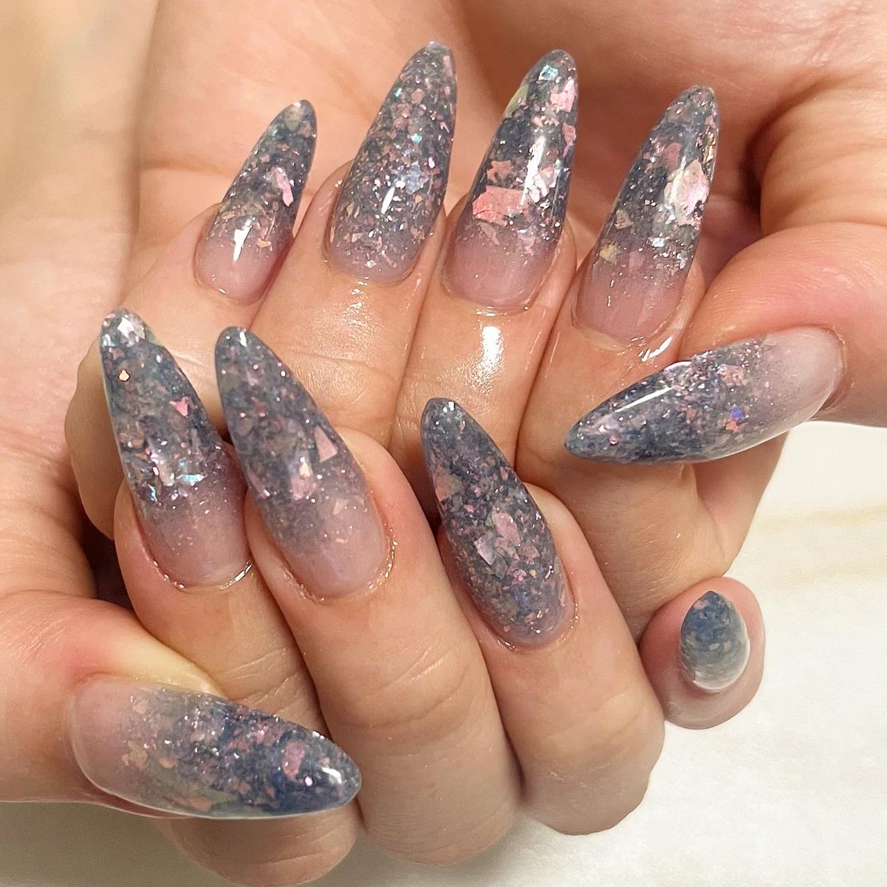 ワンカラー🩵🩷アクリルスカルプネイル💅✨｜cheri0315nail
