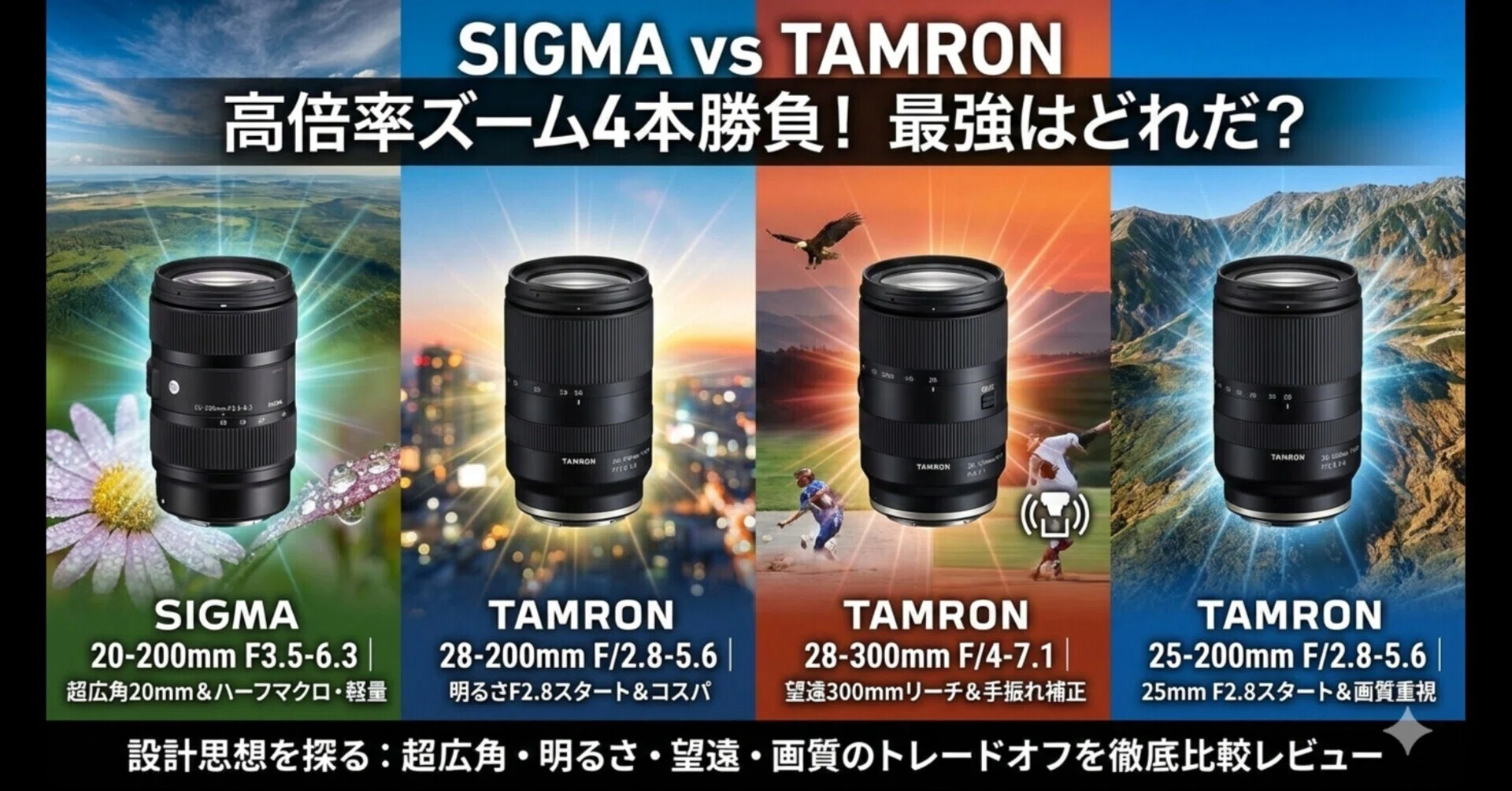 運動会や旅行で活躍！eマウント高倍率ズームレンズ比較：TAMRON SIGMA