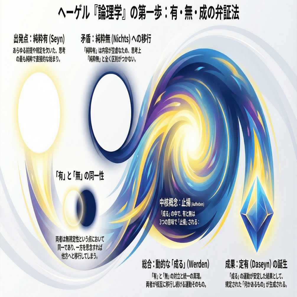 NotebookLM】ヘーゲル『論理学』における有・無・成の弁証法的展開