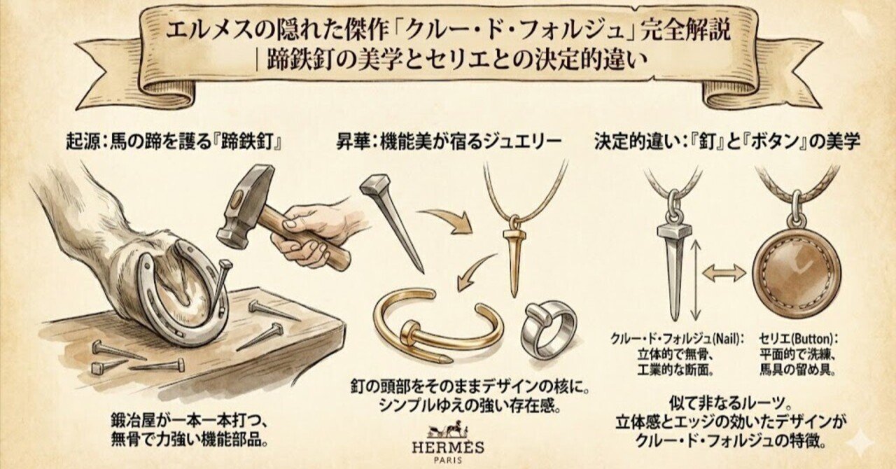 エルメスの隠れた傑作「クルー・ド・フォルジュ」完全解説｜蹄鉄釘の