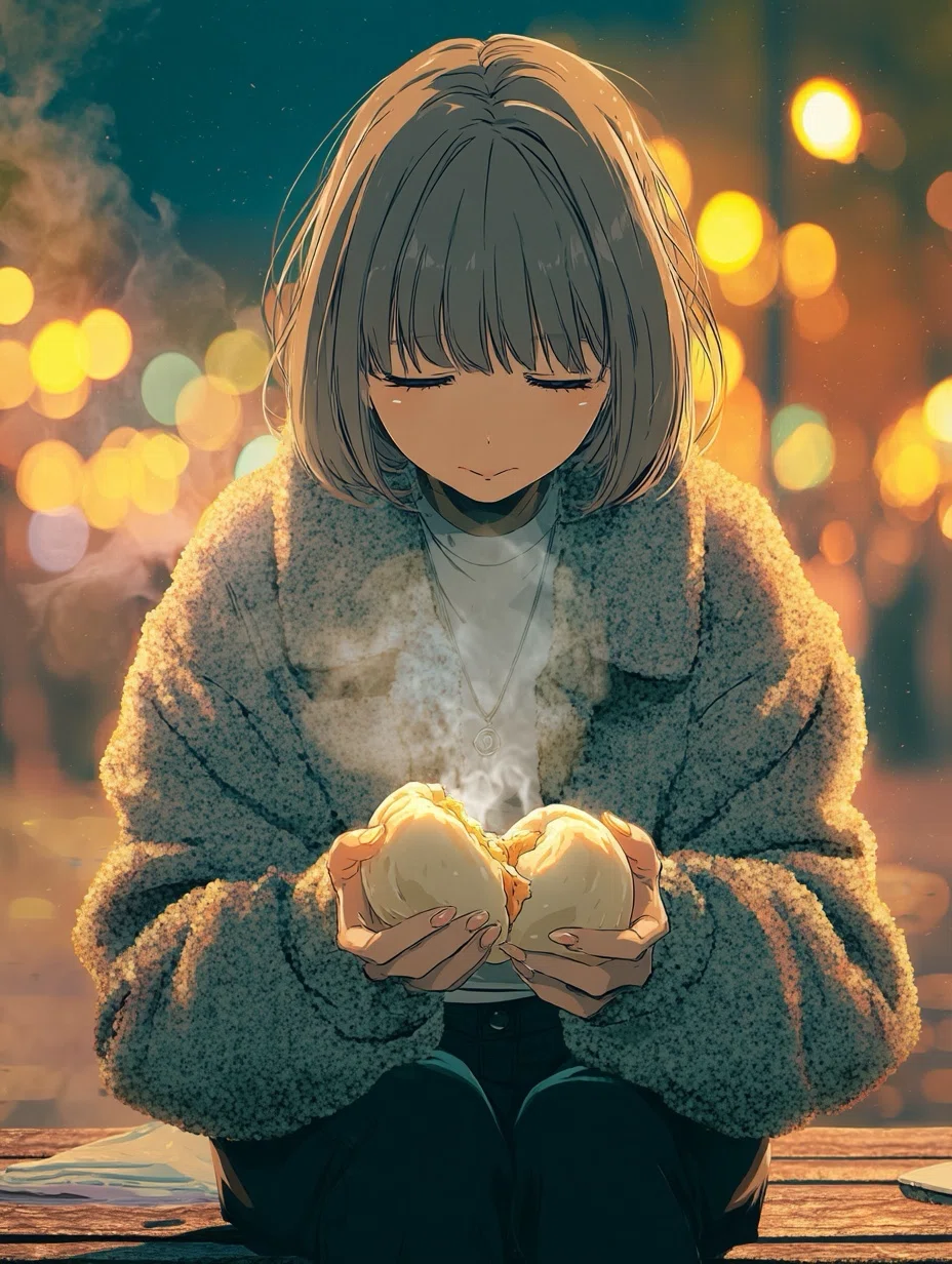 AIイラスト】寒い冬は暖かい肉まん！【十人十色】｜茉白トキ@十人十色