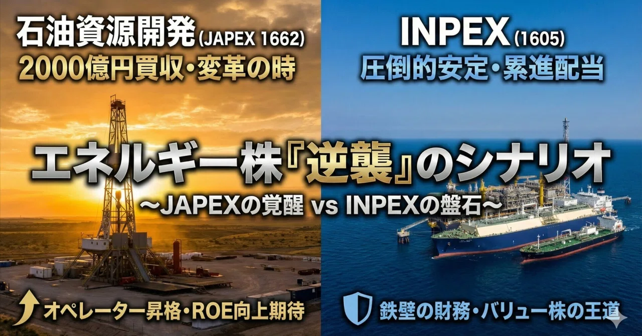 「眠れる現金王」の覚醒。石油資源開発（JAPEX / 1662）の2,000億円投資が描くエネルギー株「逆襲」のシナリオ｜ねこねこかぶかぶ🐈️🫜
