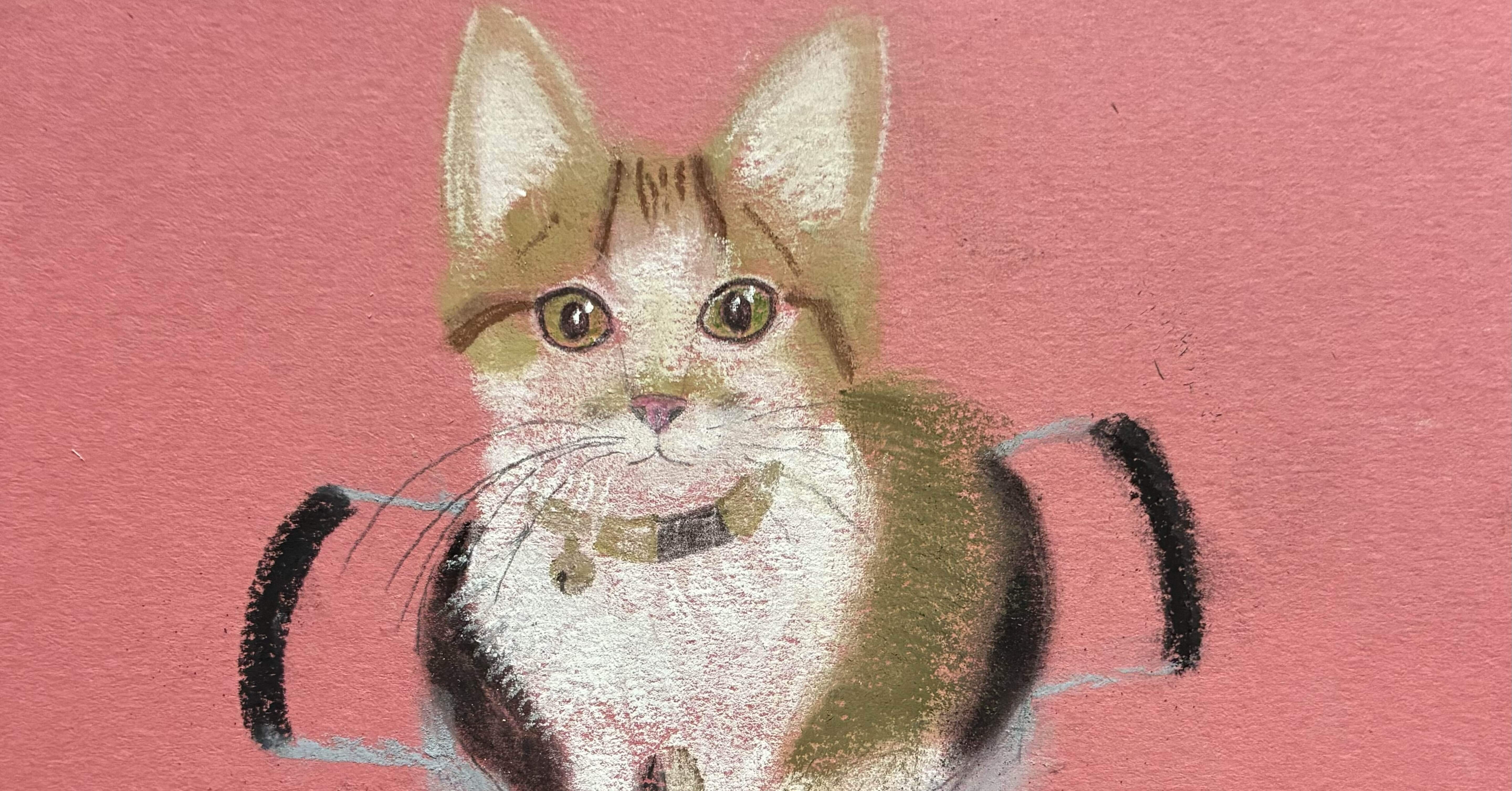 可愛い子猫のパステル画です。｜まる