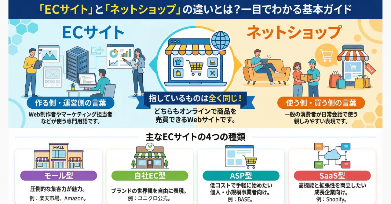 ECサイトとネットショップの違いとは？知っておくべき基礎知識と 