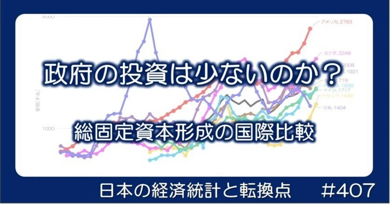 407 政府の投資は少ないのか？ 総固定資本形成の国際比較｜小川製作所