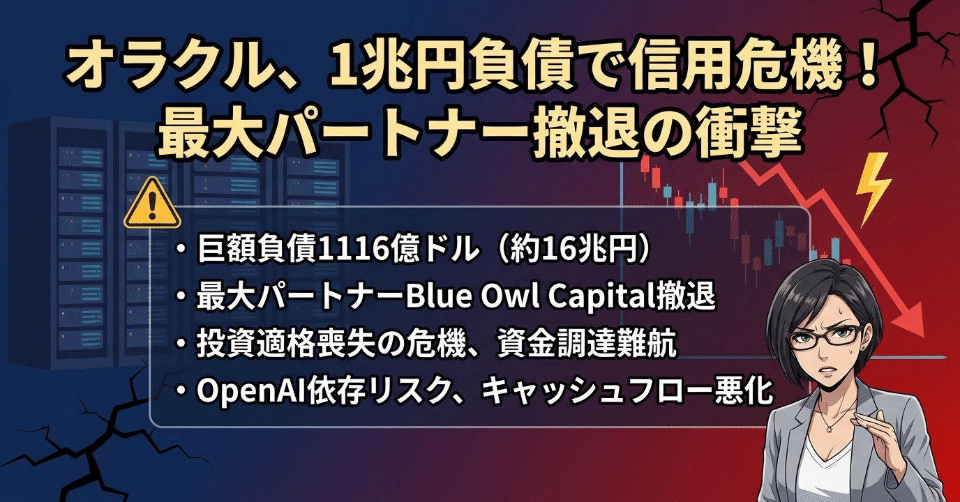 オラクル、1兆円負債で信用危機 最大パートナー撤退の衝撃｜結城はるみ🇸🇬日本株・米国株・クリプト×AI