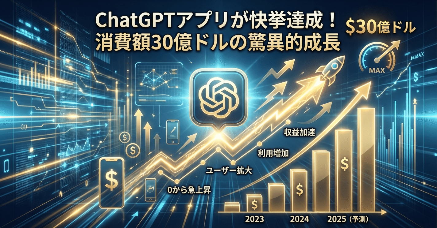 ChatGPTアプリが快挙達成！消費額30億ドルの驚異的成長｜AIソリューションオフィス