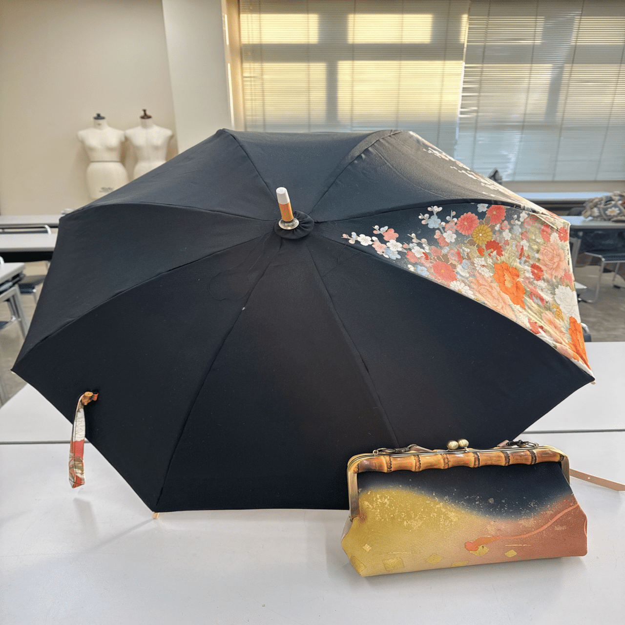 着物リメイク日傘/がま口バッグ講座@ヴォーグ学園名古屋｜着物リメイク