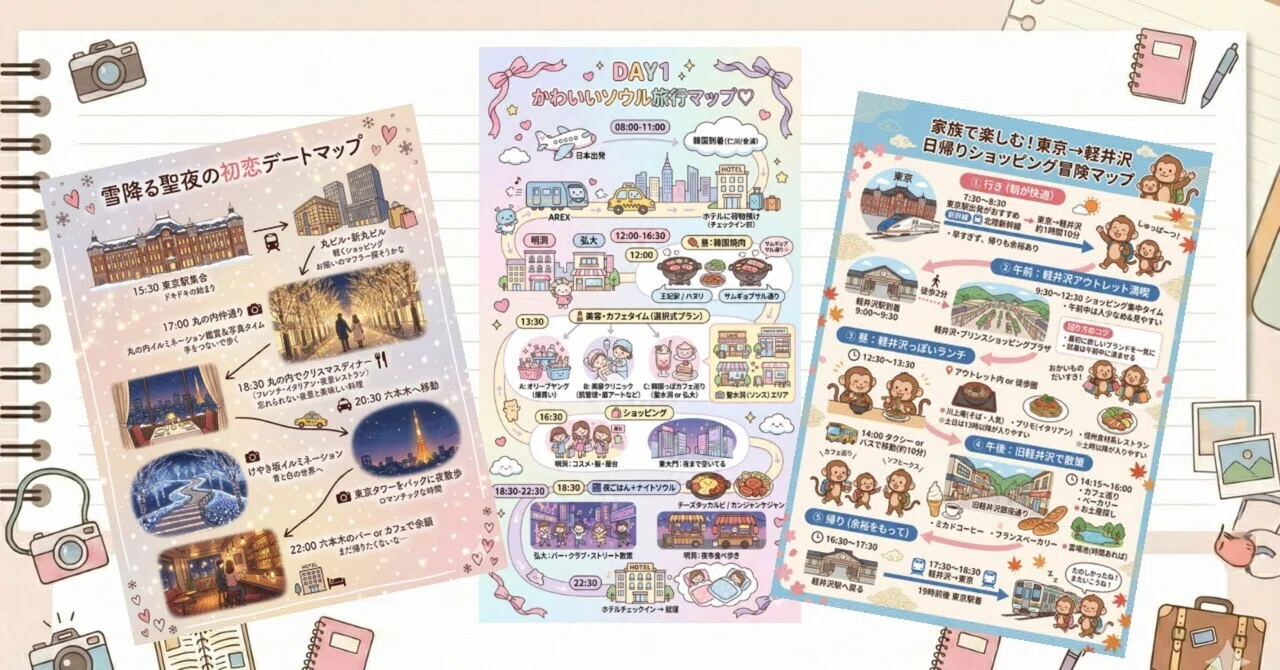 AIを使って可愛い旅のしおりを作り方｜AIカフェ