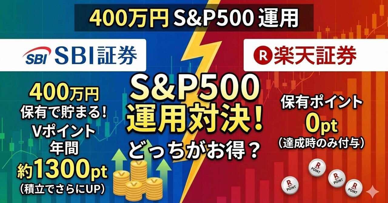 徹底比較】S&P500を400万円運用！SBI証券と楽天証券、ポイントが貯まるのはどっち？｜たなやん｜Vポイントびより【FP解説】