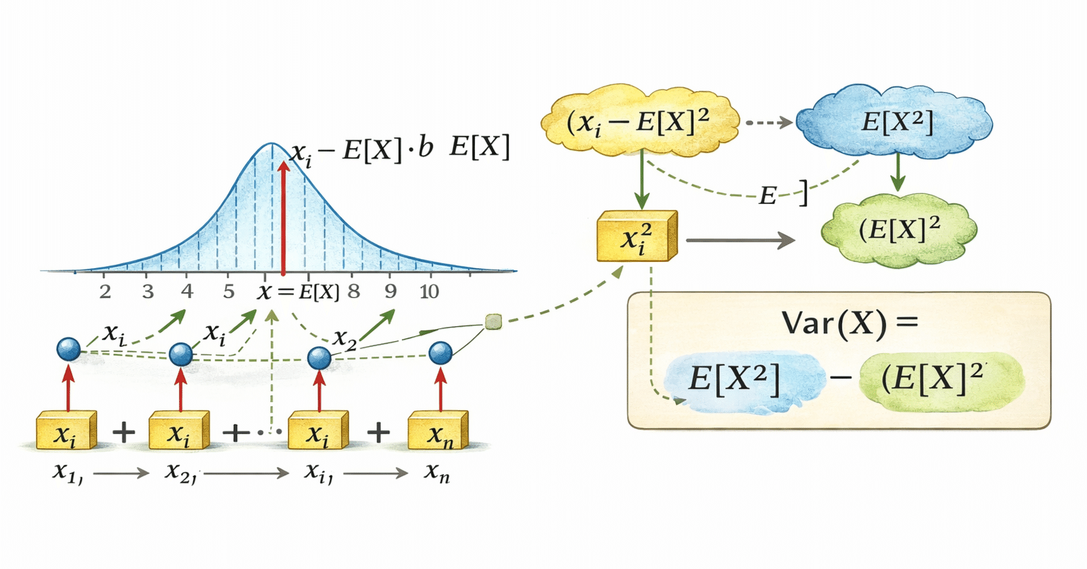 分散の公式を期待値の線形性から理解する【データサイエンス発展】｜hy21
