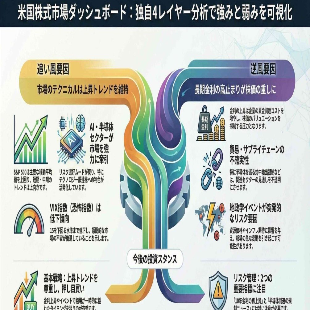 🍀米国株式市場のダッシュボード分析＋短期見通しと今後の投資のスタンスとは？４レイヤー分析🍀｜Deep Policy Tech