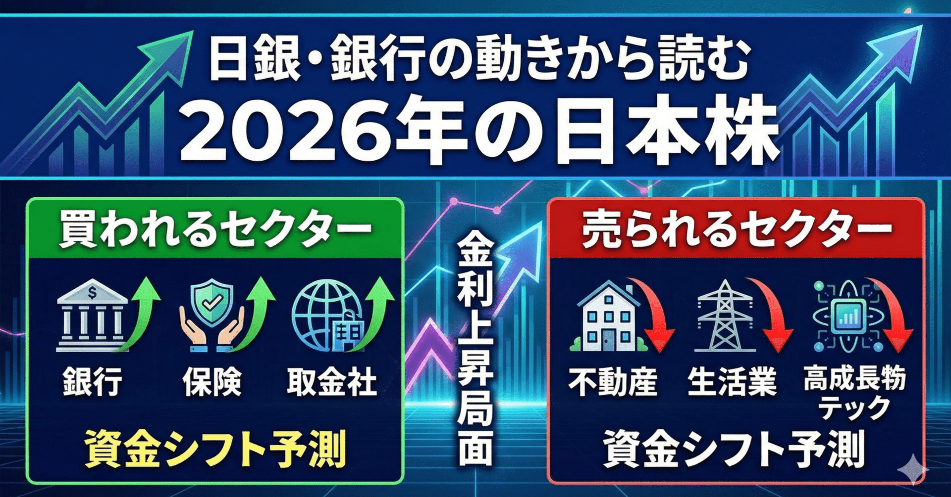 日銀・銀行の動きから読む2026年の日本株。金利上昇局面 で「買われるセクター」と「売られるセクター」の資金シフトを予測する｜日本個別株デューデリジェンスセンター
