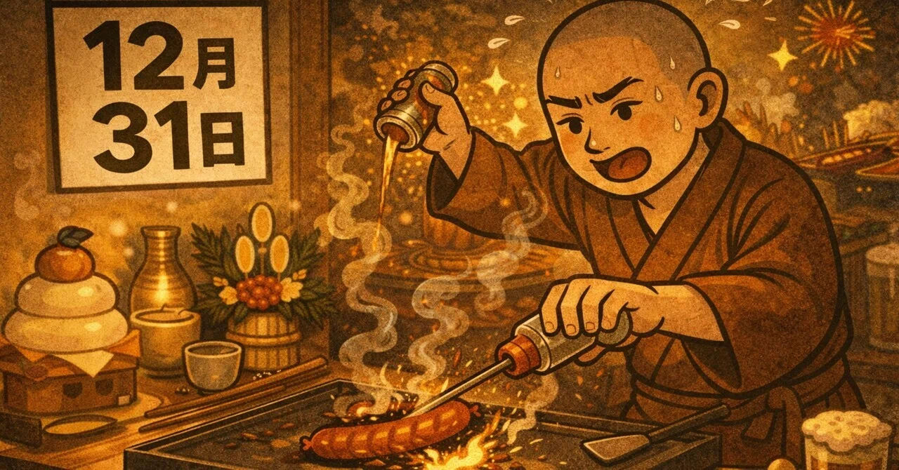 12月31日に鉄板焼き屋になる修行僧🧘|若僧の教訓話⑧|記録と 12月31日に鉄板焼き屋になる修行僧🧘|若僧の教訓話⑧|記録と